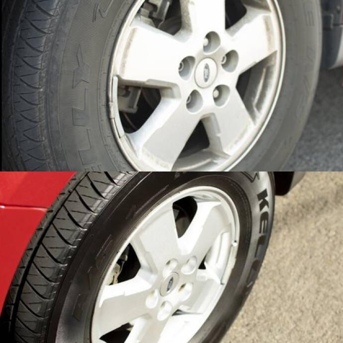 tire and wheel before and after
